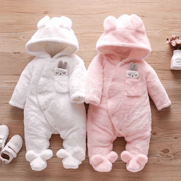 Fleece Rabbit Baby Jumpsuit