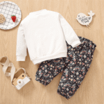 2pcs Baby Girl Rabbit Print Long sleeve Sweatshirt and Trouser Set