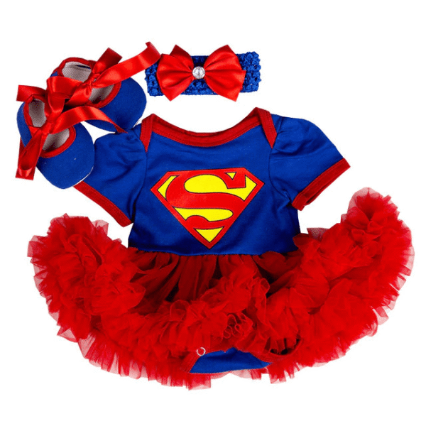 3pcs Super Girl Baby Romper