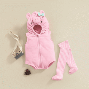 Baby Sleeveless Pig Romper With Stockings