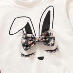 2pcs Baby Girl Rabbit Print Long sleeve Sweatshirt and Trouser Set