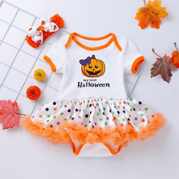 Infant Girls Pumpkin Print Tutu Dress