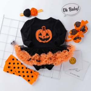 Toddler Baby Girl Pumpkin Print Halloween Outfit
