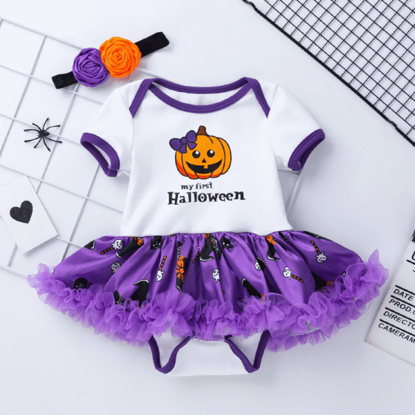 Infant Girls Pumpkin Print Tutu Dress