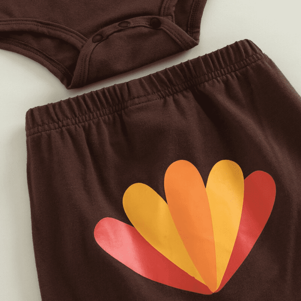 3pcs Turkey Print Romper Set