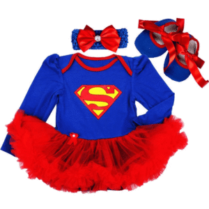 3pcs Super Girl Baby Romper