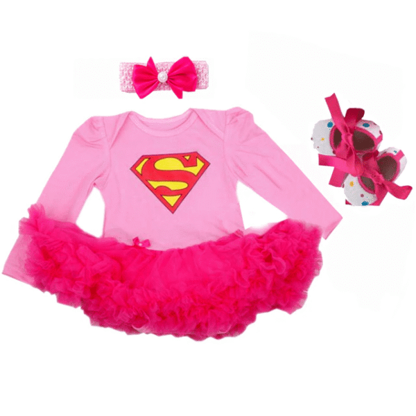 3pcs Super Girl Baby Romper