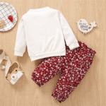 2pcs Baby Girl Rabbit Print Long sleeve Sweatshirt and Trouser Set