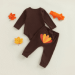 3pcs Turkey Print Romper Set