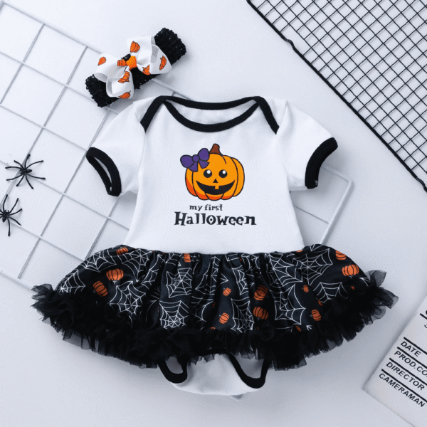 Infant Girls Pumpkin Print Tutu Dress