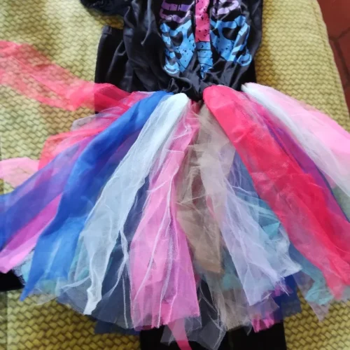 Click to view full screen Kids Rainbow Skeleton Costume photo review