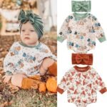 Infant Cute Letter Print Bodysuit With Headband