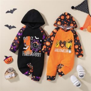 Halloween Spider Pumpkin Printed Jumpsuit