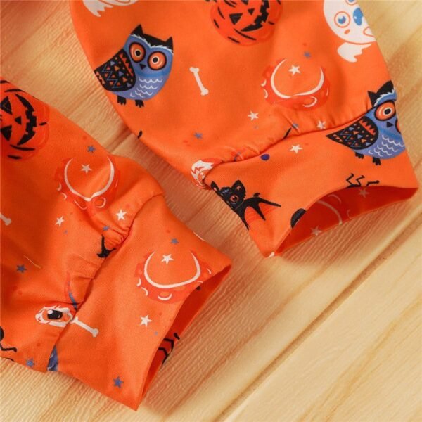 2Pcs Pumpkin Printed Halloween Outfit