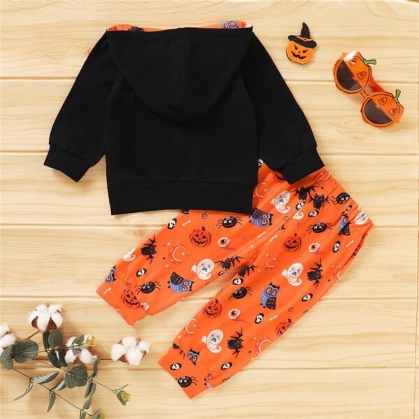2Pcs Pumpkin Printed Halloween Outfit