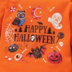 Halloween 3pcs Pumpkin Printed Long Sleeve Romper
