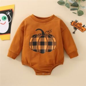 Baby Pumpkin Print Sweatshirt Bodysuit