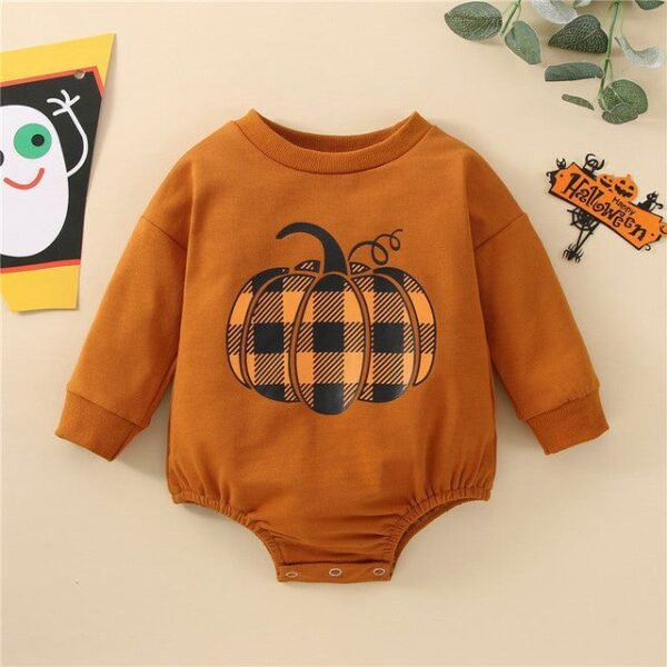 Baby Pumpkin Print Sweatshirt Bodysuit
