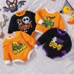 Infant Ghost Letter Printed Sweatshirt Romper