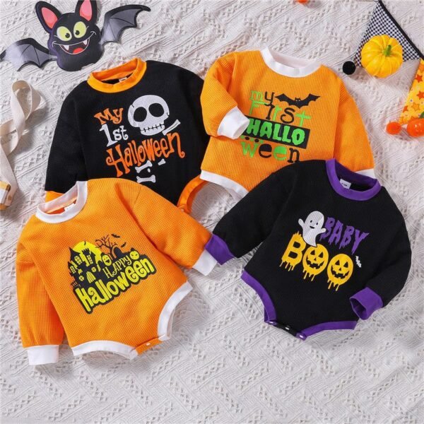 Infant Ghost Letter Printed Sweatshirt Romper