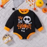 Infant Ghost Letter Printed Sweatshirt Romper