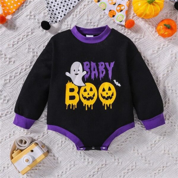 Infant Ghost Letter Printed Sweatshirt Romper