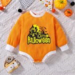 Infant Ghost Letter Printed Sweatshirt Romper