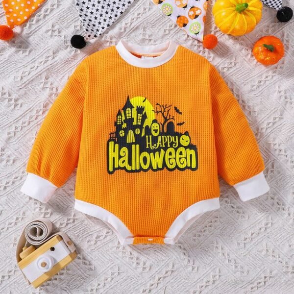 Infant Ghost Letter Printed Sweatshirt Romper