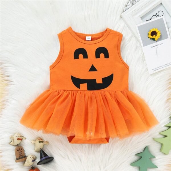 Kid Girls Mesh 1 Pcs Pumpkin Outfit