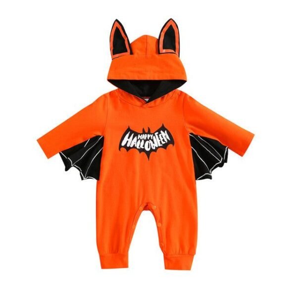 Batwing Sleeve Pumpkin & Letter Print Jumpsuit with Hat Set
