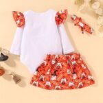 Halloween 3pcs Pumpkin Onesie Skirt With Headband