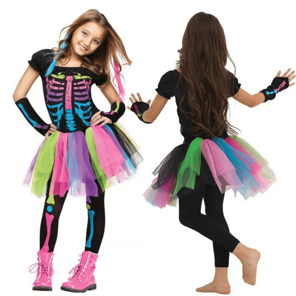 Kids Rainbow Skeleton Costume