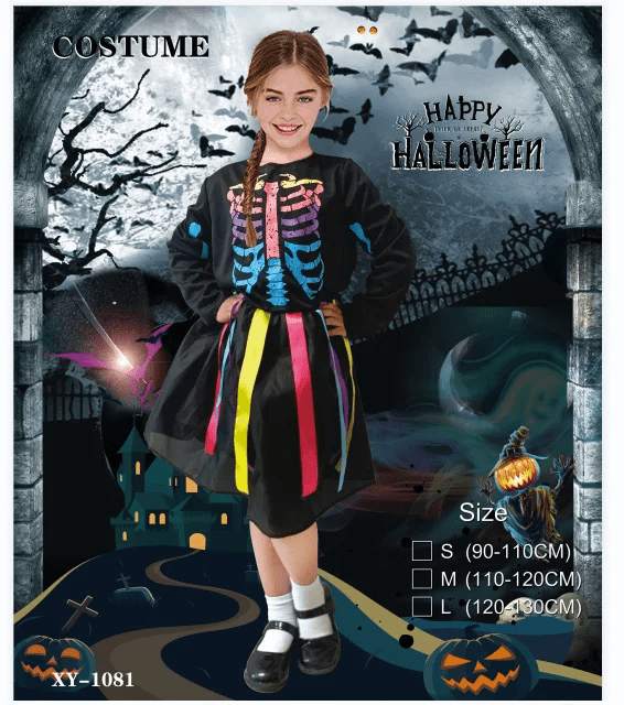 Kids Rainbow Skeleton Costume