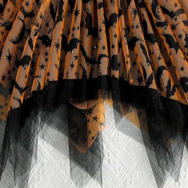 Girls Halloween Bat Dress – Cute Spider Web Tulle Party Outfit