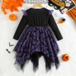 Girls Halloween Bat Dress – Cute Spider Web Tulle Party Outfit