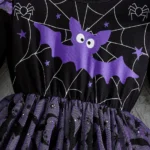 Girls Halloween Bat Dress – Cute Spider Web Tulle Party Outfit