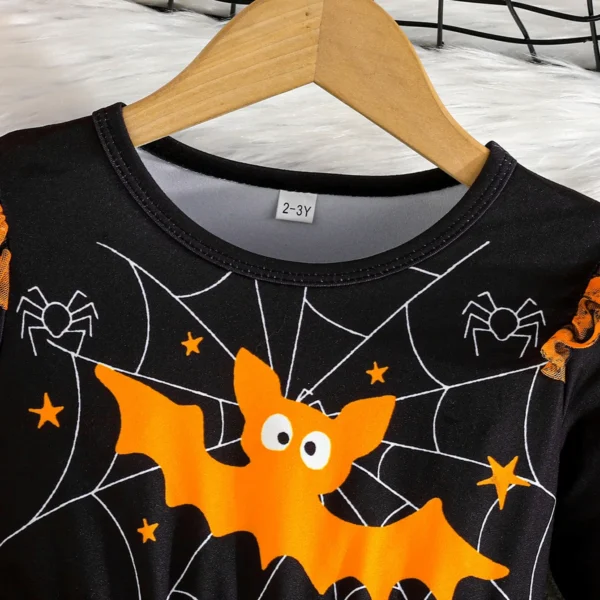 Girls Halloween Bat Dress – Cute Spider Web Tulle Party Outfit