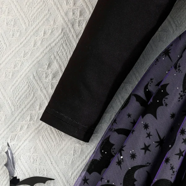 Girls Halloween Bat Dress – Cute Spider Web Tulle Party Outfit